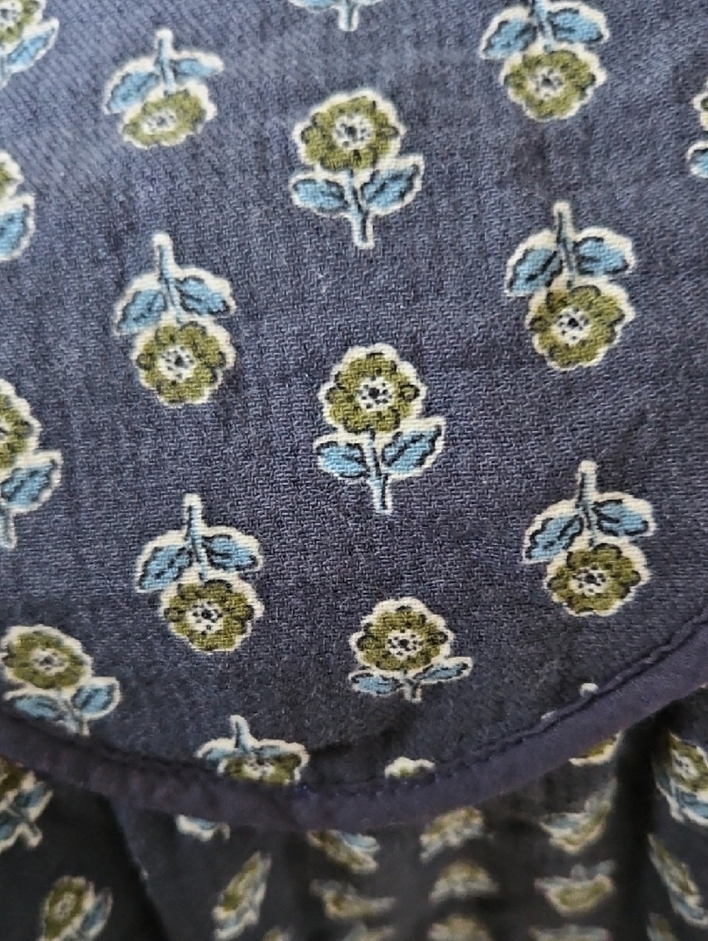 Zara Navy Blue Green Floral Puff-Sleeve Dress - Picture 6 of 6